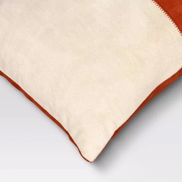Threshold Oversized Colorblock Pieced Suede Lumbar Throw Pillow Orange/Neutral - Picture 2 of 5
